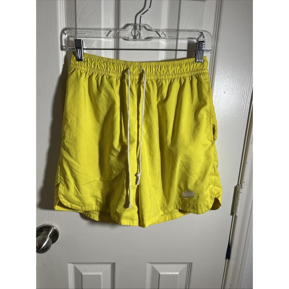 Nike Men's Yellow Swim Trunks Size S Logo, Elastic Waist Drawstring Mesh Lined